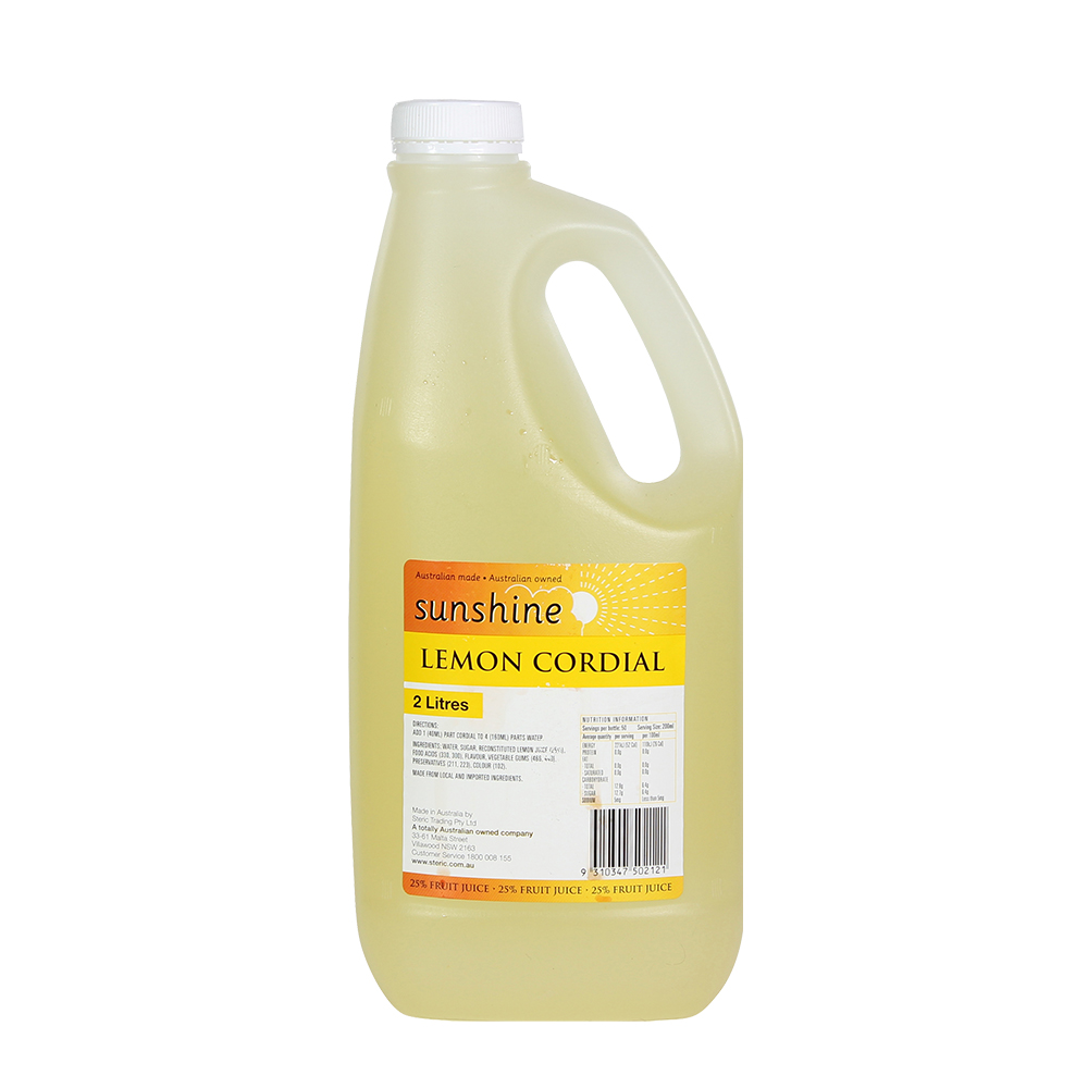 2L bottle of lemon cordial